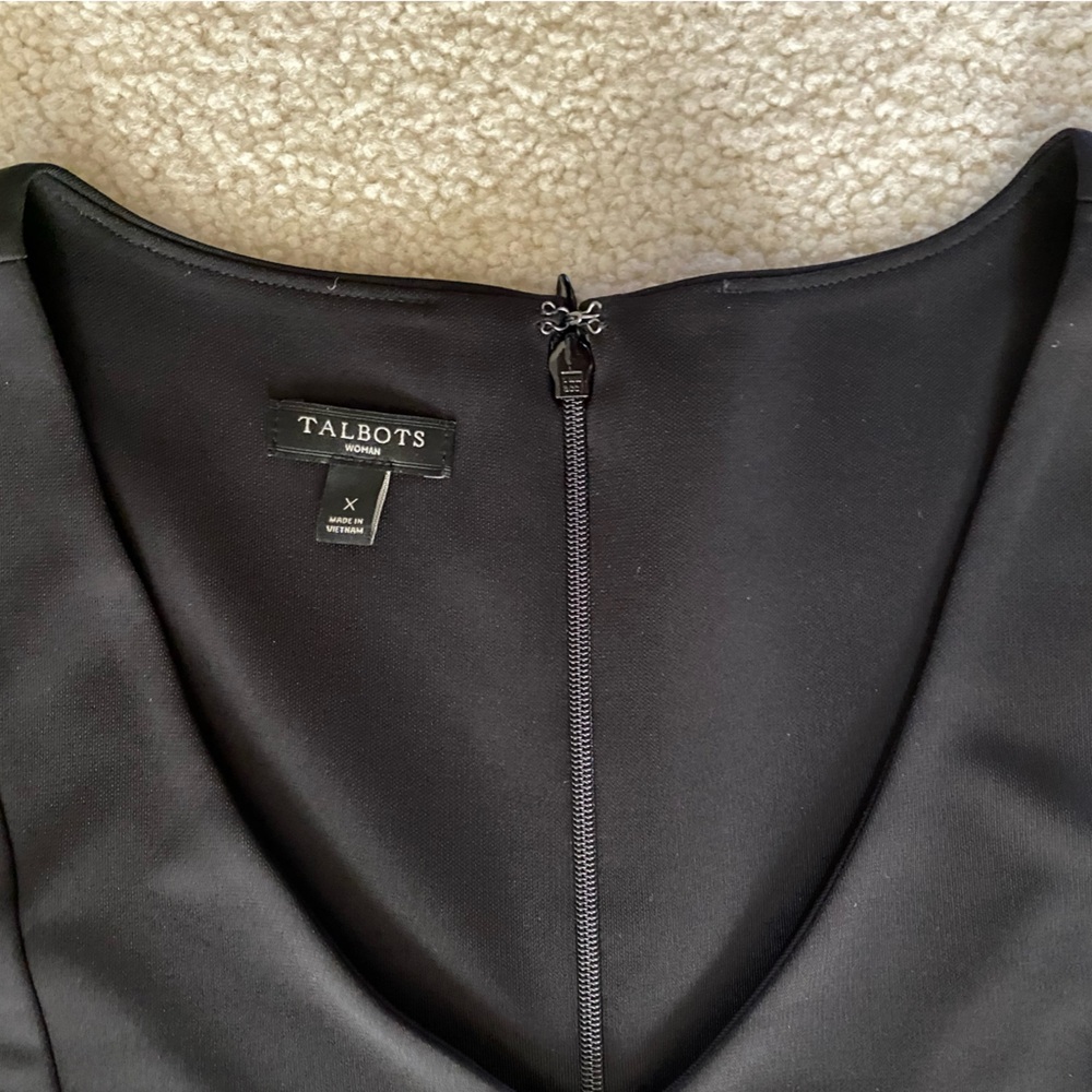 Talbots Elegant Black Dress with 3/4 length sleeves and Gold Button Accents - Picture 7 of 9